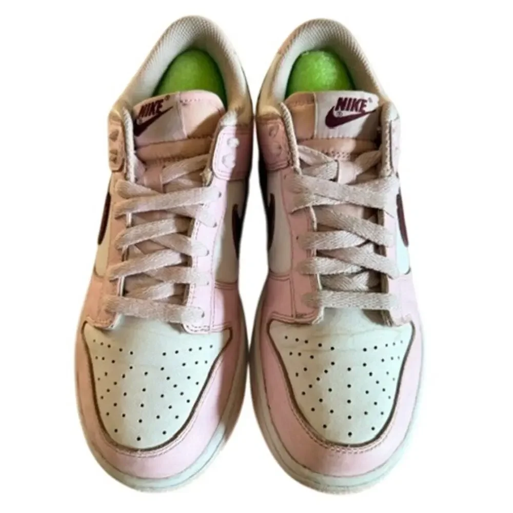 Nike Dunk Low Women’s Pink White Burgundy Sneakers Size 8.5